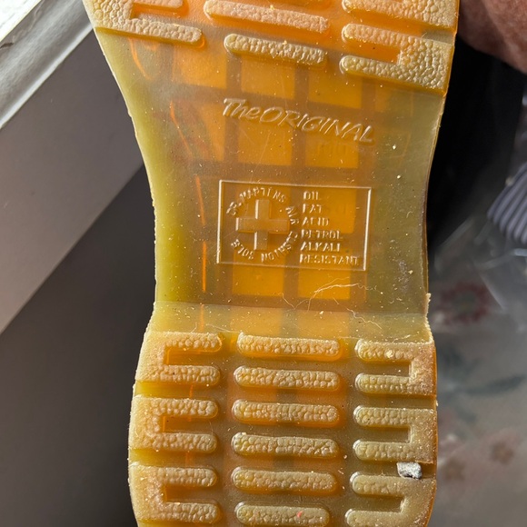 Dr. Martens Black Leather 8-Eye Combat Boots with Yellow Stitching - Picture 3 of 4